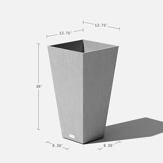 Veradek V-Resin Indoor/Outdoor Taper Planter (26 inch, Grey)