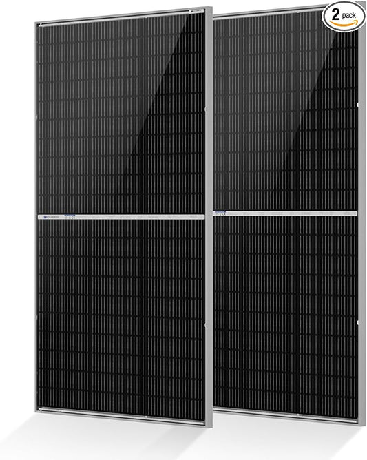 ECO-WORTHY N-Type 18BB Bifacial Solar Panels, 2PCS 195W 12 Volt Monocrystalline Solar Panel with 25% High Conversion Efficiency, Ideal for RV, Boat, Roof, Farm,Home & Off-Grid Applications