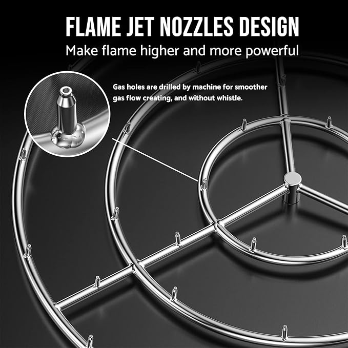 Skyflame 36-Inch Round Stainless Steel Fire Pit Jet Burner Ring - High Flame…