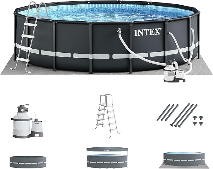 INTEX 26325EH Ultra XTR Deluxe Above Ground Swimming Pool Set: 16ft x 48in – Includes 1500 GPH Cartridge Sand Filter Pump – SuperTough Puncture Resistant – Rust Resistant – Easy to Assemble