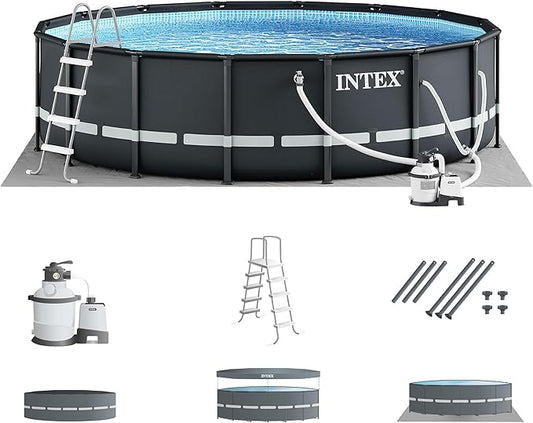 INTEX 26325EH Ultra XTR Deluxe Above Ground Swimming Pool Set: 16ft x 48in – Includes 1500 GPH Cartridge Sand Filter Pump – SuperTough Puncture Resistant – Rust Resistant – Easy to Assemble