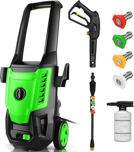 Imdot Electric Pressure Washer 5000 PSI 4.0GPM Portable Power Washer with 4 QC Nozzles, 500ML Foam Cannon for Cars/Fences/Driveways/Home/Patios Cleaning, Deep Green