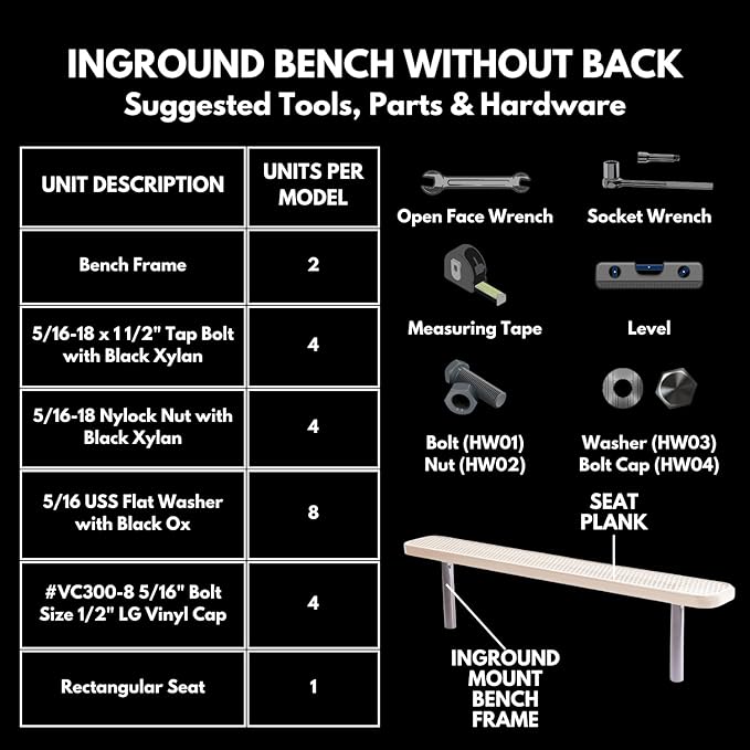 COATEDOUTDOORFURNITURE Coated Outdoor Furniture Heavy-Duty Outdoor Bench Thermoplastic Coated, Punched Steel, Commercial-Grade Seating, Made in America (Inground Without Back, 8 Ft, Green)