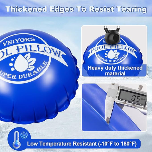 4x4 Ft Pool Pillows for Above Ground Pools, 0.5mm Extra Thick Tear-Resistant, Pool Closing Kit for Above Ground, 50ft Rope Included (Square)