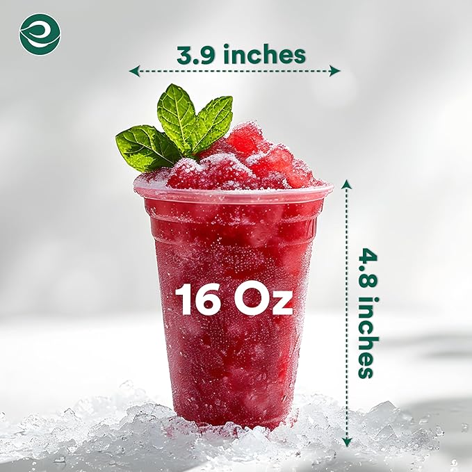 ECO SOUL 500 Pack Compostable Party Cups 16 oz Plant-Based Disposable Clear Cold Cup for Wine, Coffee, Smoothie & Soda Drinks | Cocktail Parties & Birthdays | Non-Toxic & BPA-Free Zero Plastic Glass