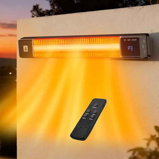 Uthfy Wall Mounted Patio Heaters for Outdoor Use, 1500W Outdoor Heaters for Patio with Remote, 24H Timer, Waterproof, Infrared Heater for Outdoor Indoor Use, Garage, Yard, Bedroom