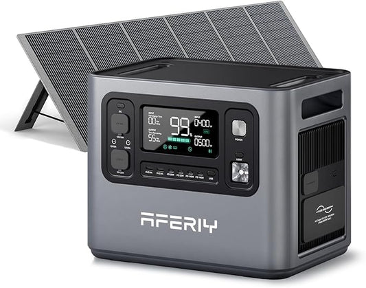 AFERIY P280 2800W Portable Power Station with 400W Solar Panel, 2048Wh LiFePO4 Battery,Expandable to 10kWh,1800W AC Charging Less 38 mins,UPS Solar Generator for Home Use,Power Outages,Camping,and RVs