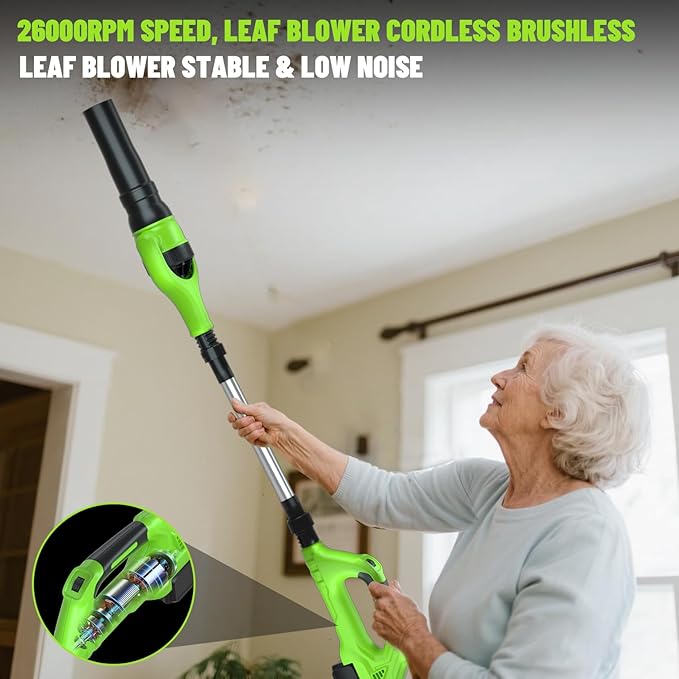 Leaf Blower Cordless,21V | 49" Electric Leaf Blower with 2 x 3.0Ah Batteries 3 Speed Modes 500CFM/180MPH Handheld Battery Powered Blower for Lawn Care Yard Patio Dust Snow Car Interior Garage Cleaning