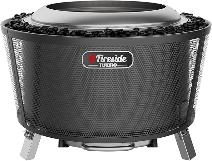 TURBRO 29 Inch Smokeless Fire Pit for Outdoor Wood Burning, Stainless Steel Camping Stove with Stand, Removable Ash Pan, Waterproof Storage Bag, Pluto R29, Black