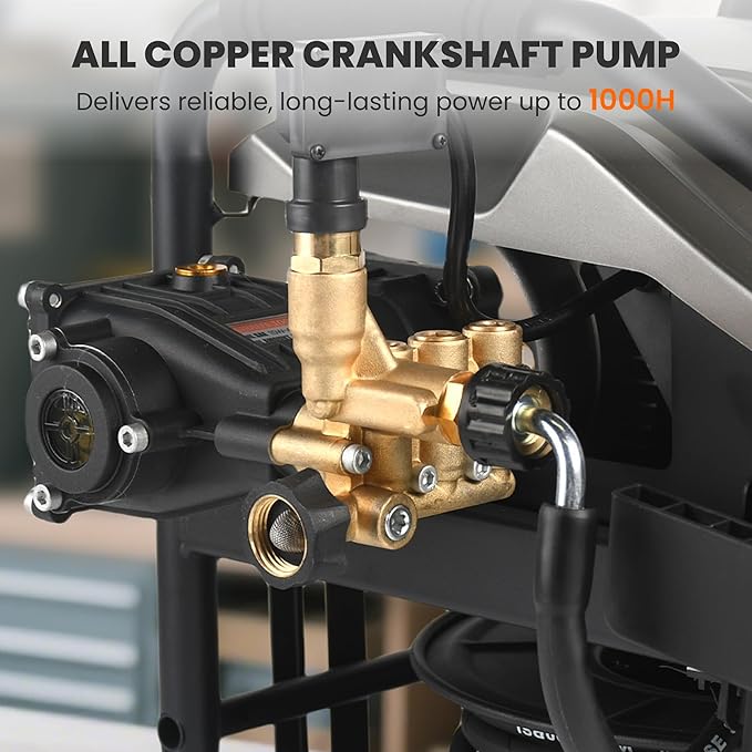 Giraffe Tools Commercial Electric Ultraflow Pressure Washer - Featuring 1000H All-Copper Pump, Dual Wall/Floor Mount, Brushless Motor, 60dB Low Noise, High Efficiency Cleaning Machine