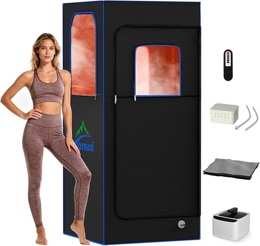 TOREAD Single Person Portable Steam Sauna Box Full Size Sauna 300D Canvas, Portable Steam Foldable Saunas Tent with 2.6L 1000W Steam Generator