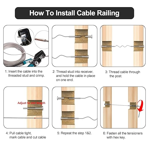 BLIKA 100 Pack Invisible Cable Railing Kit, T316 Stainless Steel 1/8" Invisible Receiver and Swage Stud End, Swage Tensioner 1/8" for Wood/Metal Post, Railing Hardware