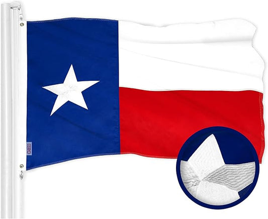 G128 Texas TX State Flag | 16x24 In | ToughWeave Series Embroidered 300D Polyester | Embroidered Design, Indoor/Outdoor, Brass Grommets
