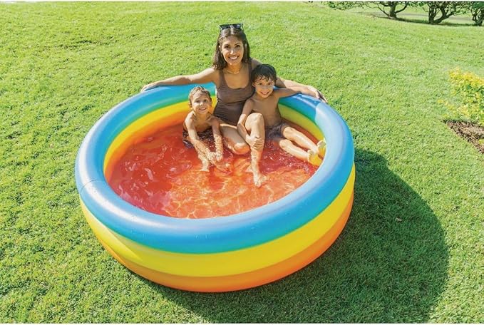 Poolcandy Inflatable Sunning Pools for up to 3 Adults (Rainbow Blue, Yellow, and Orange Inflatable Sunning Pool)
