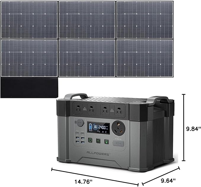 ALLPOWERS S2000 Pro Portable Power Station with SP037 Panel Included, 1451.6Wh MPPT Solar Generator 2400W with Portable Solar Panel 400W for Outdoor Camping Home Emergency