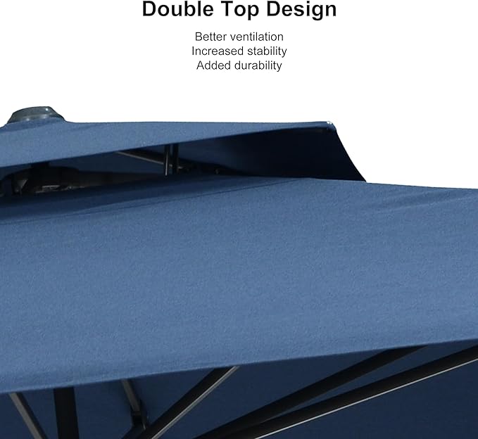 PURPLE LEAF 10' X 13' Double Top Cantilever Patio Umbrella Deluxe Large Outdoor Umbrella Rectangle Offset Umbrella with Fade Resistance for Garden Deck Pool Patio, Ocean Slate