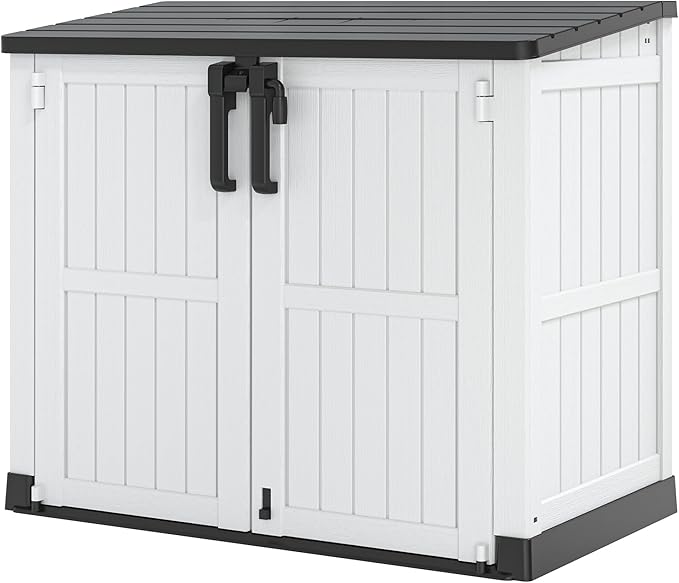 36 Cu Ft Resin Outdoor Storage Shed, Weatherproof Horizontal Outdoor Storage Cabinet with Dual Lock Door for Backyard, Patio, Garage, Garden(White)