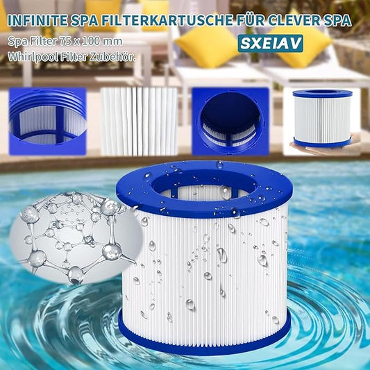 Hot Tub Replacement Filter Cartridges, 60% Denser Filter, Screw-in Hot Tub spa Filters Replacement Compatible with All Relxtime, Aleko, Aquaspa Hot Tubs & Other Spas (8 Pack)