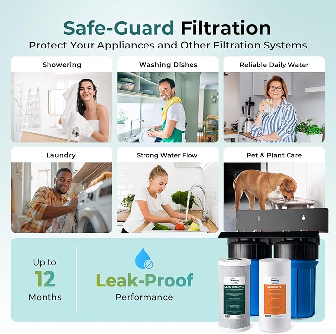 iSpring WGB21B-CPB 2-Stage Whole House Water Filtration System Reduces Arsenic, Cadmium, Mercury, Sediments, Chlorine, and up to 99% Lead, 1" Inlet/Outlet Ports