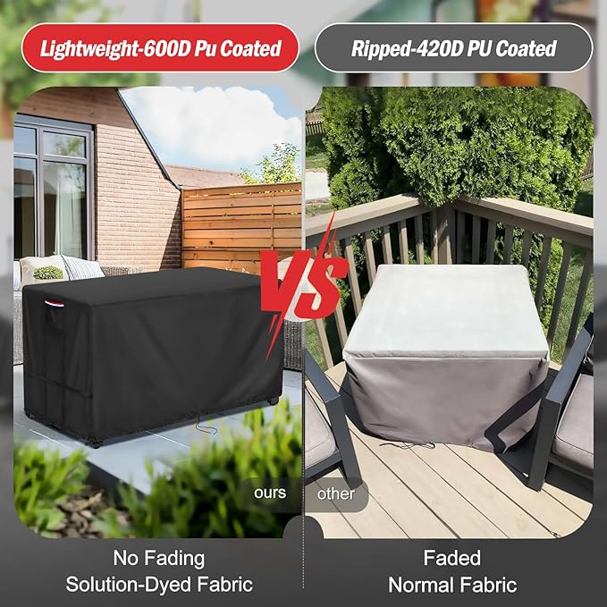 Fire Pit Cover Rectangular 48 Inch - Waterproof Outdoor Fire Table Cover Rectangle Heavy Duty, 600D Patio Propane Gas Firepit Cover Rectangular Tear Weather Resistant - 48 x 28 x 24 Inch
