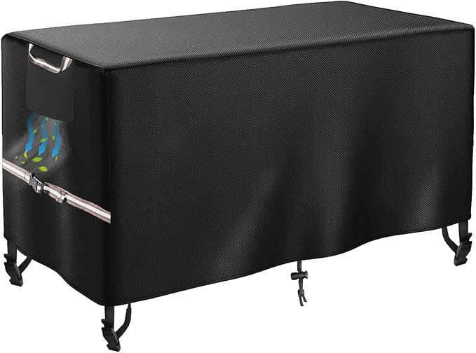Rectangular Gas Fire Pit Table Cover 52 x 34 inch, Waterproof 600D Heavy Duty Fire Table Cover for 48 - 52 inch Patio Propane Firepit Tables