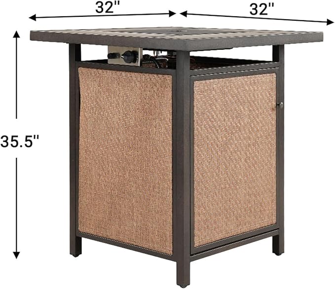 Grand patio 5-Piece Patio Swivel Bar Set with Fire Pit Table 60,000 BTU Heat Output, Outdoor Counter Height Patio Bar Stools Set of 5, High Bar Chairs with High Back, Coffee