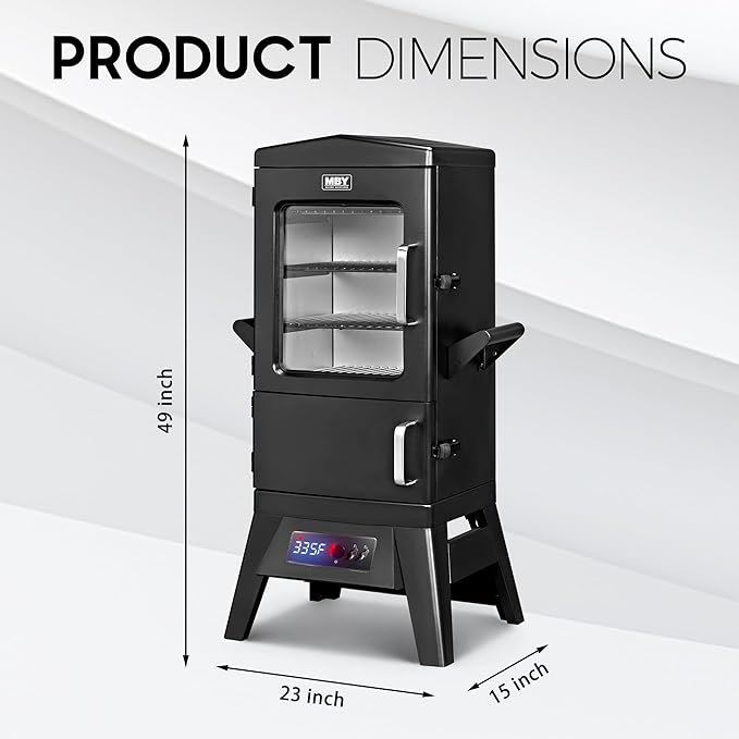 Electric Smoker with Cover, LED Display Build in Meat Probe Large Capacity BBQ Smokers, 4 Racks Smoke More with 633 sq in Cooking Area