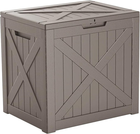 30 Gallon Waterproof Resin Deck Box, UV Resistant Outdoor Storage for Garden, Patio, Porch, Delivery, Gray