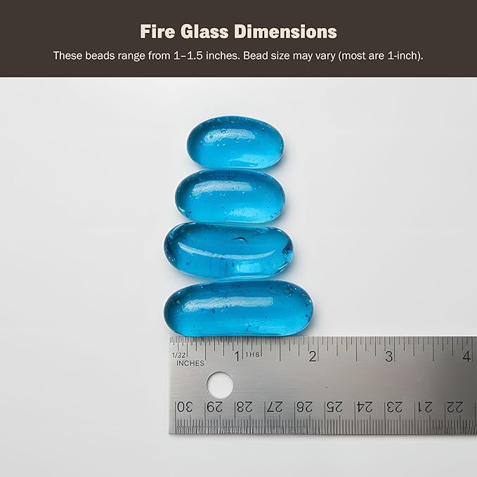 Kinger Home 10-Pound Fire Pit Glass Beads Pebbles Stones Reflective Oval Rocks for Natural or Propane Fire Pit and Landscaping Decorative, Clear