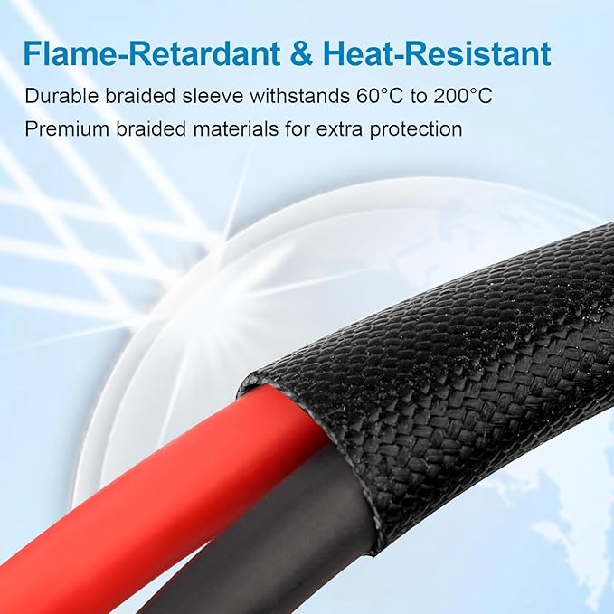 XRDS -RF Solar Cable 10FT, 8AWG Solar Extension Cable with Male & Female Solar Connectors, Flame-Retardant Protective Sleeving Solar Panel Cable, Weatherproof PV Wire for Solar Panel Connection