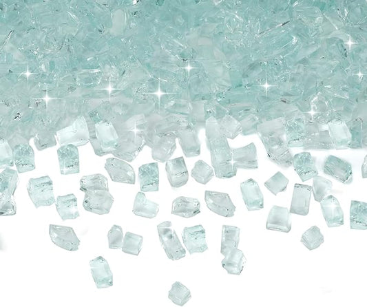 Skyflame High Luster 10-Pound Regular Fire Glass for Fire Pit Fireplace Garden Landscaping Crystal Ice 1/2" Size