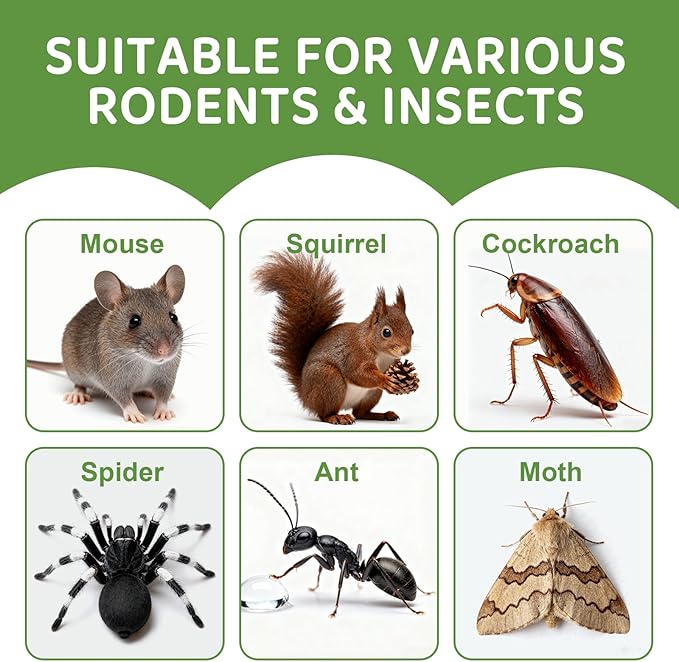 Mouse Repellent Pouches (12 Pack) - Powerful Mice Repellent Indoor & Outdoor, Long-Lasting Rodent Repellent with Natural Peppermint Oil - Safe for Pets & Family, for Use in Garage, Car, Garden