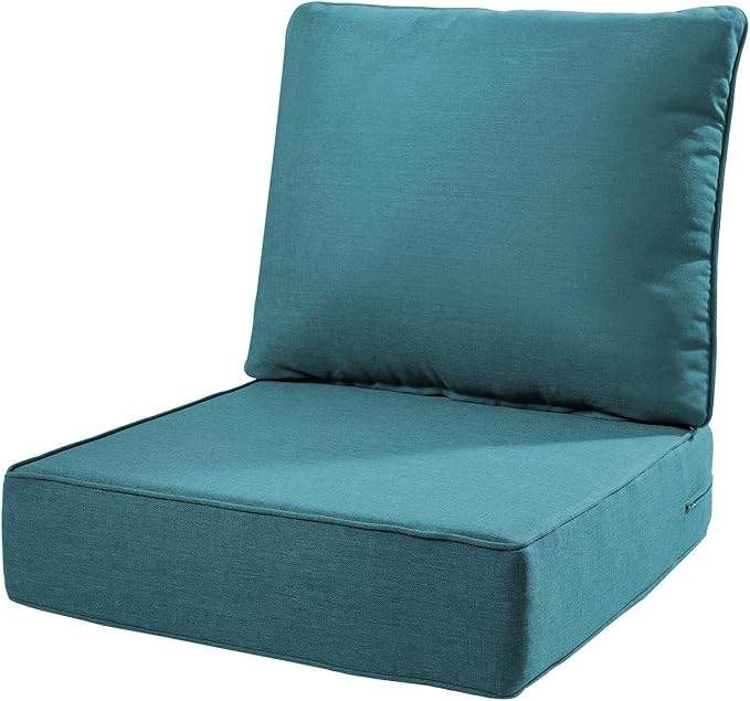 6" Thick Outdoor Cushions 22x24x6, 1-Set Deep Seat Patio Cushions with Removable Cover, Waterproof & Fade Resistant Replacement for Wicker Chair, Loveseat, Sofa - Peacock Green