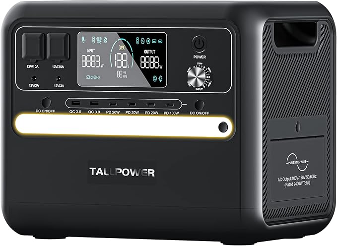 2400W Portable Power Station, 2160Wh Ultra-Large Capacity, LiFePO4 Battery 6 AC Outlets, Solar Charging, Suitable for Home Disaster Preparedness, Outdoor Camping, and RV Travel(2400W Power Station)