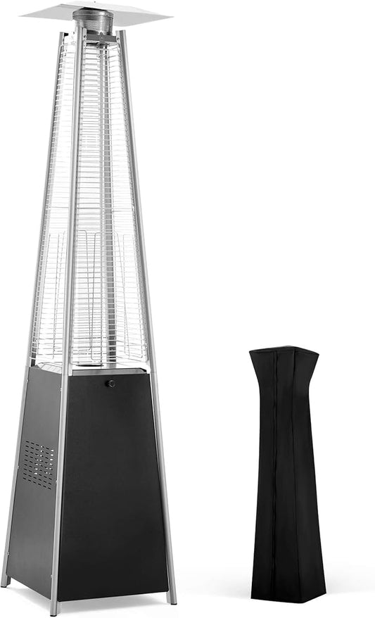 Pamapic Patio Heater, 42,000 BTU Pyramid Flame Outdoor Heater, Quartz Glass Tube Propane Patio Heater