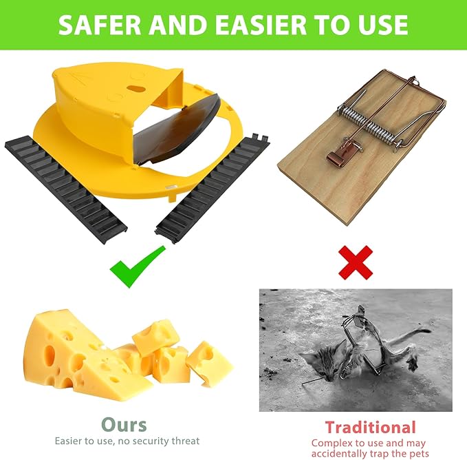 Mouse Trap Bucket- 5 Gallon Bucket Lid Mouse Rat Trap - Automatic Reset Flip and Slide Mouse Trap - Humane Mouse Rat Traps for Indoor Outdoor Use - Reusable (3PACKS)