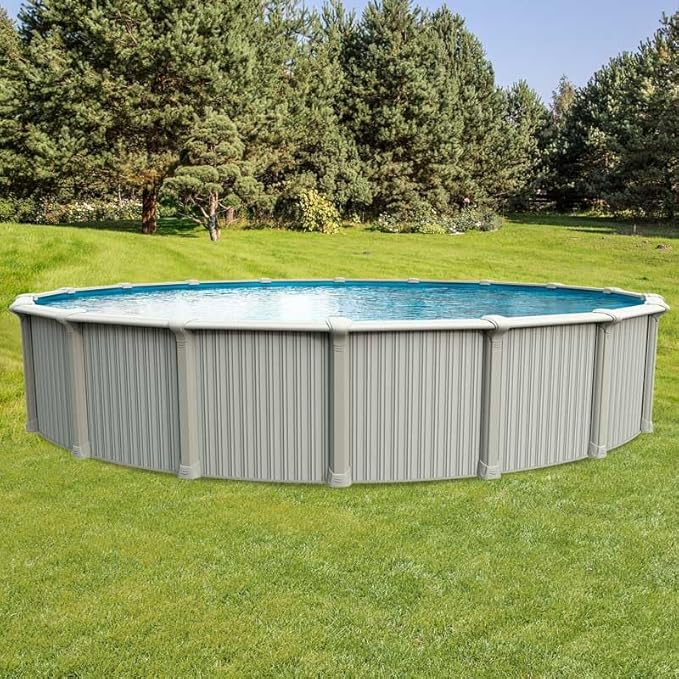 In The Swim 24' Round Above Ground Swimming Pool - Excursion Package - Featuring: Sand Filter, Pump System and A-Frame Ladder