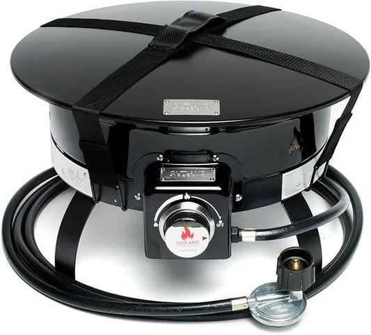 Outland Living Portable Propane Fire Pit, 19-inch, 58,000 BTU with Fire Pit Cover & Carry Kit, Smokeless Gas Firebowl | Perfect for Camping, Patio, Backyard, Tailgating, Deck, RV| Black 893 Deluxe