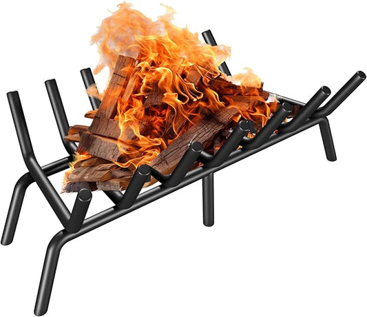 Fireplace Grate 17 Inch, Firewood Log Holder Rack, Heavy Duty Fire Wood Stove Grates for Indoor Outdoor Camping Chimney Hearth Burning Fireplace Accessories Tools