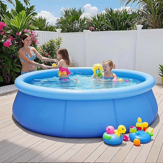 Inflatable Top Ring Swimming Pools for Adults Outdoor Easy to Set（± 10 ft X 30 in） Blue