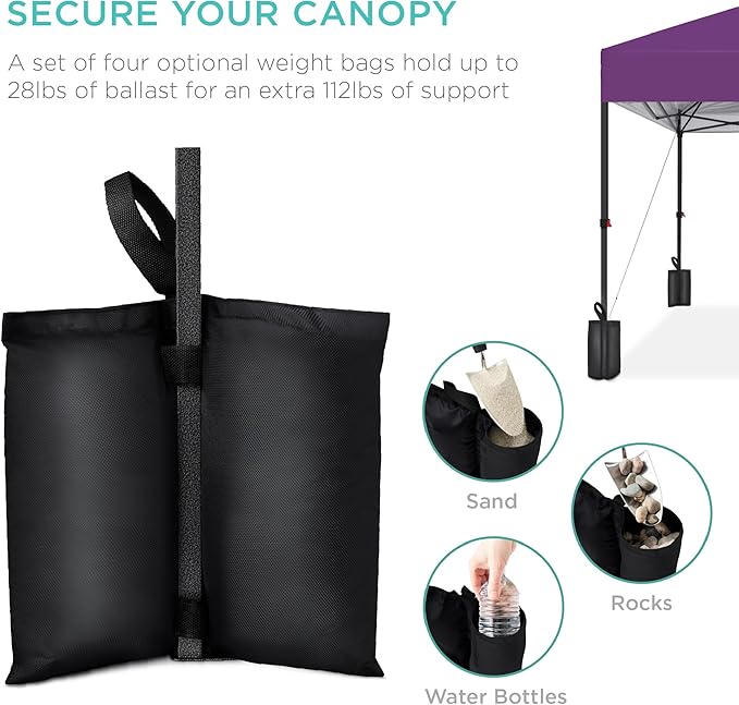 Best Choice Products 8x8ft 1-Person Setup Pop Up Canopy Tent Instant Portable Shelter w/ 1-Button Push, Case, 4 Weight Bags - Amethyst Purple