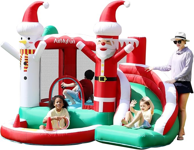 AirMyFun Christmas Theme Inflatable Bounce House, Independent Fan Rapid Expansion - Holiday Fun Magic, let Joy Jump into The House!