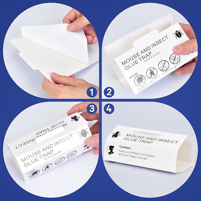 Mouse & Bugs Roach Spider Insect Traps, 20 Pack Glue Traps for Mice Ant Snake Rats, Sticky Pest Control Adhesive Tray for Catching, Sesame Oil Scent Non Toxic Pre-Baited Glue Boards Indoor Home