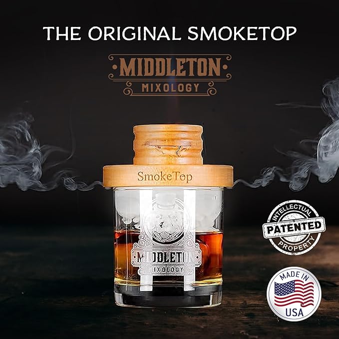 SmokeTop® Cocktail Smoker Kit - Old Fashioned Chimney Drink Smoker for Cocktails, Whiskey, & Bourbon With Sample Pack Of Wood Chips - by Middleton Mixology