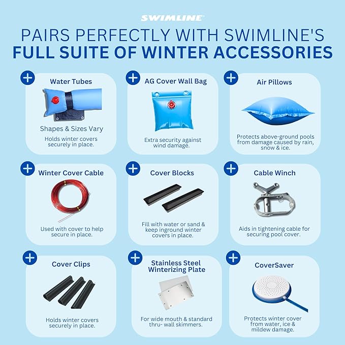 SWIMLINE HYDROTOOLS Supreme Guard Heavy Duty Winter Pool Cover for Inground Swimming Pools | for 16 X 32 FT Rectangle Pools | 21 X 37 FT Cover Size | Green/Black | Water Tube Sleeves | CO122137R