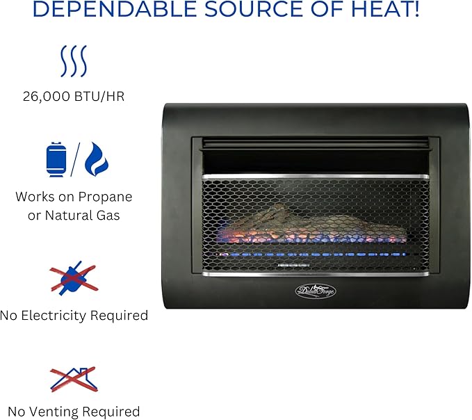 Duluth Forge Ventless Linear Wall Gas Fireplace - 26,000 BTU, T-STAT, Model DF300L