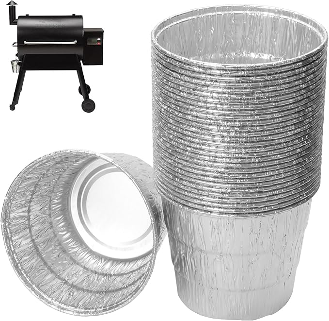 WEBROIL 30 Packs BAC407 Grease Bucket Liner for Traeger Pro 575/870 Grill Tray liner, Traeger Ironwood 650/885 Bucket Liner Accessories,Traeger Drip Tray liner 20, 22, 34 Series Pellet Grill,4.9" x 4"