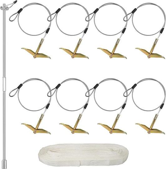 8 Pack Ground Earth Anchors, Easy Hook Anchor with Driving Rod, Earth Anchor Cable Stakes with Webbing for Anchor Tunnel Creenhouse, Large Walk-in Green House, Greenhouse Plastic