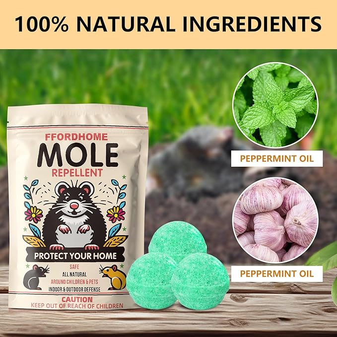 Mole Repellent,Gopher Repellent,Vole Repellent,Mole Repellent for lawns,Mole Trap, Mole Control, Keeps Moles and Voles Out of Gardens,(8balls)
