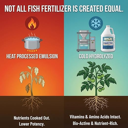 GS Plant Foods Liquid Fish Fertilizer - Organic Material Review Institute Listed (275 Gallons) – Natural Hydrolyzed Fish Fertilizer for Gardens, Lawns & Container Growing